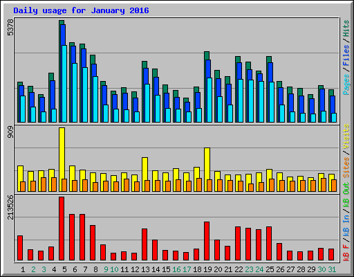 Daily usage for January 2016