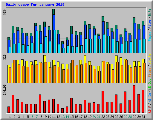 Daily usage for January 2018