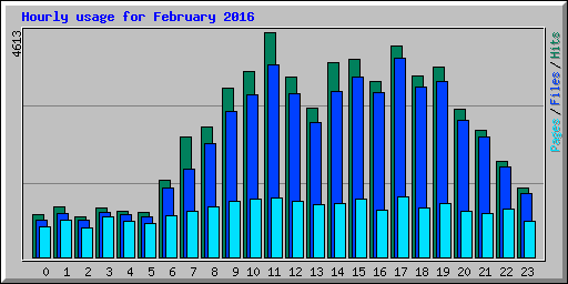 Hourly usage for February 2016