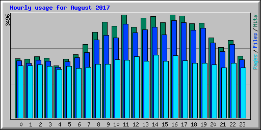 Hourly usage for August 2017