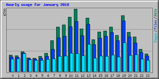 Hourly usage for January 2018