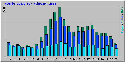 Hourly usage for February 2018