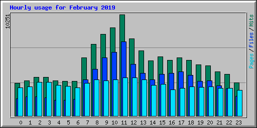 Hourly usage for February 2019